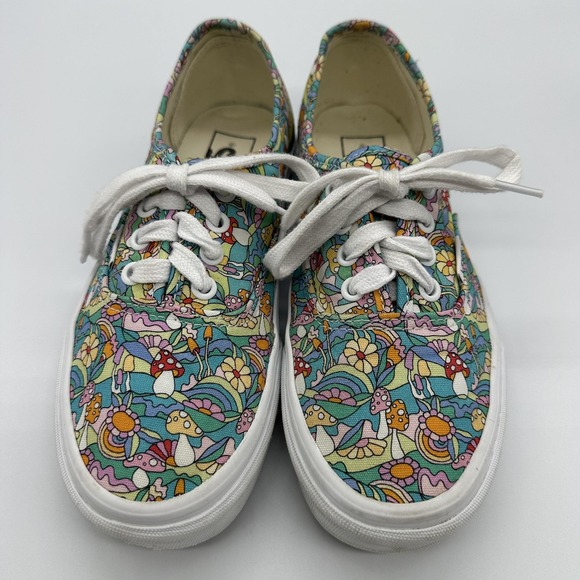 Vans Shoes Womens Size 7 Multicolor Floral Mushroom Psychedelic Canvas Sneakers - Picture 2 of 11